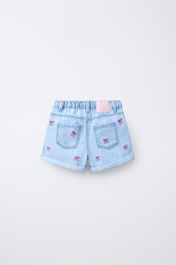 ZARA ДЖИНСОВЫЕ MOM FIT С ВЫШИВКОЙ, ГОЛУБОЙ