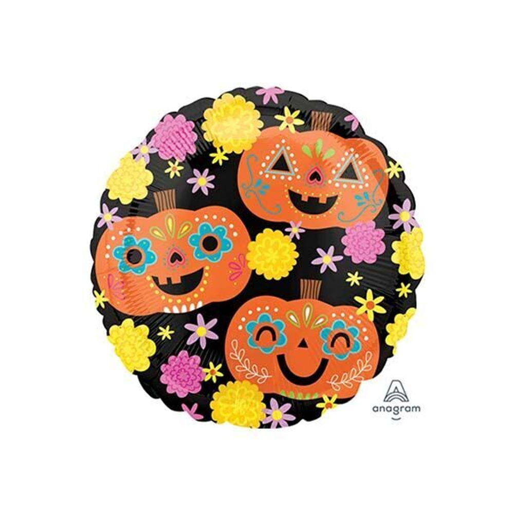 Шар круг "День мертвых Тыквы" 45 см