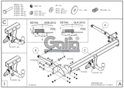 Фаркоп оцинкованный Galia M127A для Mercedes GLK-Class 2008-2015(паспорт и сертификат в комплекте)(без электрики)