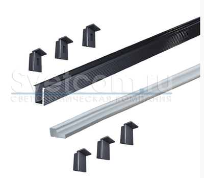 SOLO 0609W профиль встраив.ЧЁРНЫЙ+диффузор силиконовый (3м), 3+3 заглушки