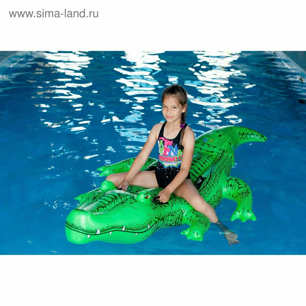 Надувная игрушка для плавания Крокодил 203х114 см Intex 58562, плот наездник матрас двухместный большой с ручками