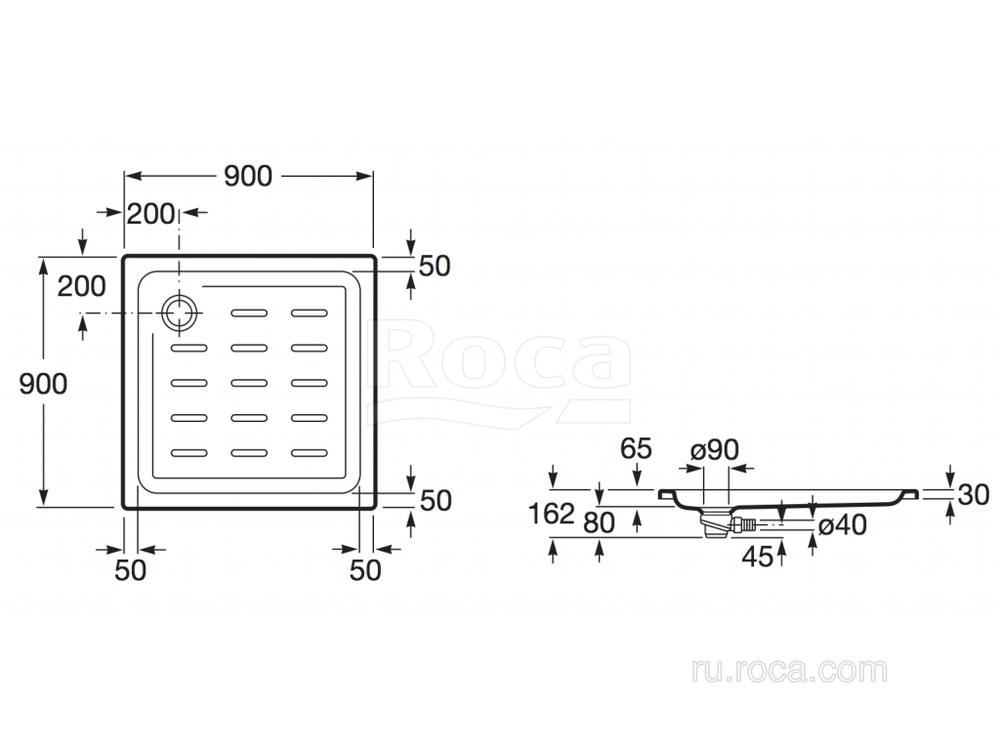 Душевой поддон Roca Easy 900х900 белый 276081000