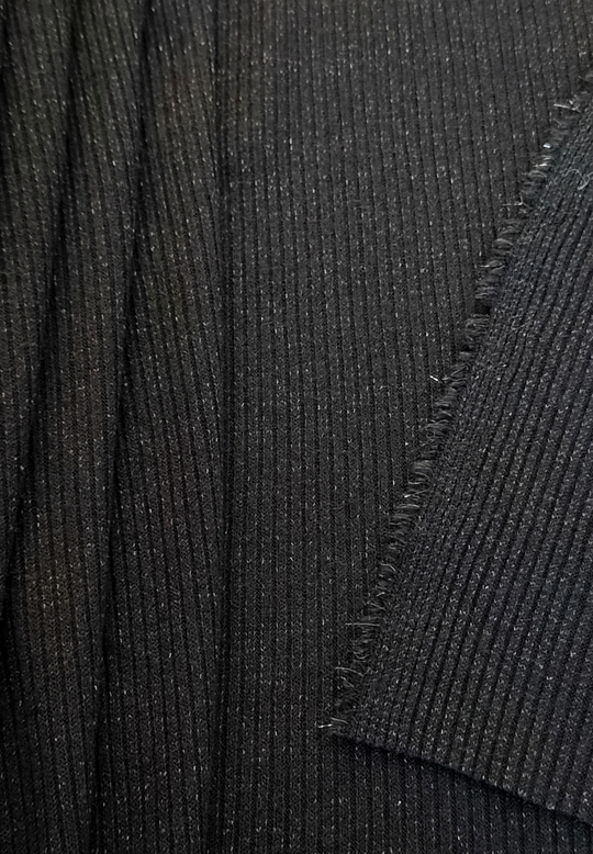 Трикотаж лапша, черный, люрекс, вискоза SOFI