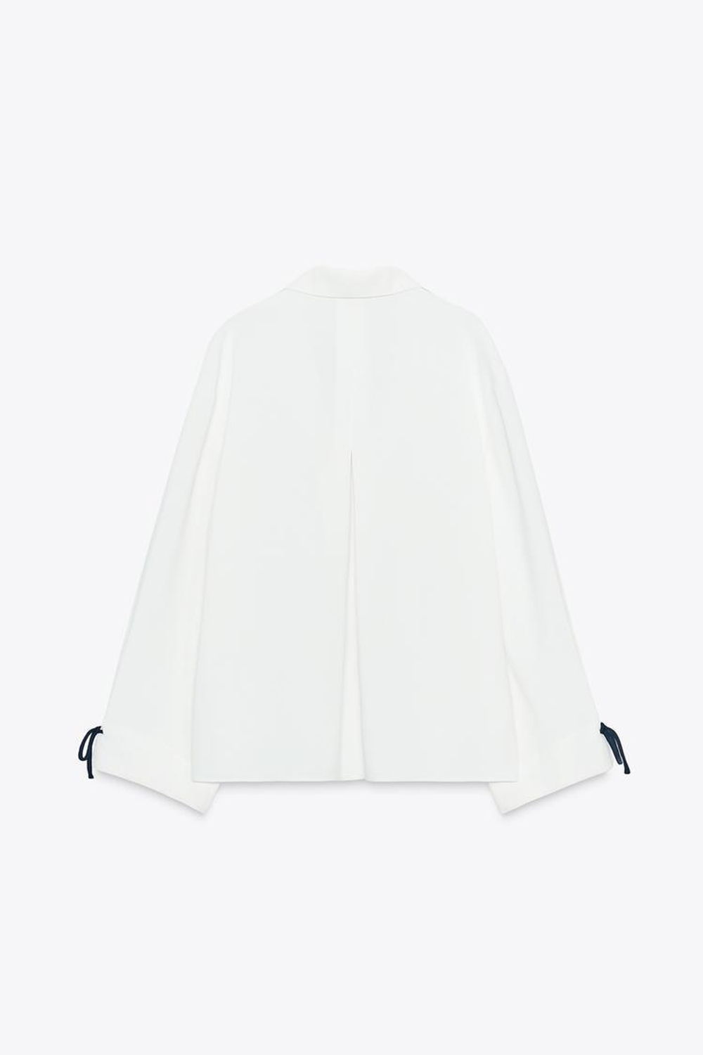 ZARA РУБАШКА С КОНТРАСТНОЙ ОТДЕЛКОЙ, ЖЕЛТОВАТО-БЕЛЫЙ