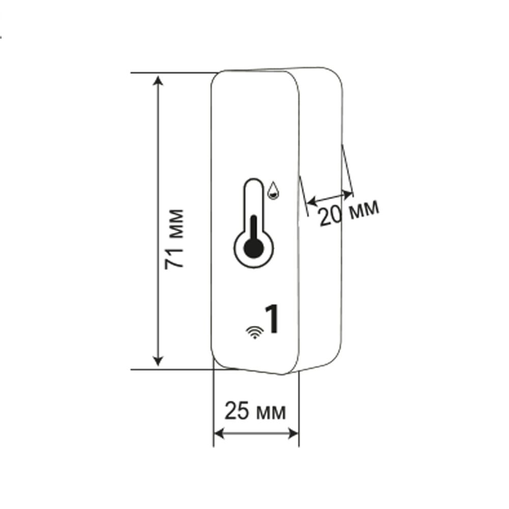 USN-A500 TS-WF WHITE Умный ИК-датчик температуры и влажности Wi-Fi+Bluetooth. на батарейках AAAx2 н-к. 12м. Накладной. Белый. Голосовое управление+приложение UnielSmart. TM Uniel
