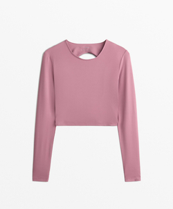 Oysho Футболка с длинным рукавом Comfortlux, светло-баклажановый