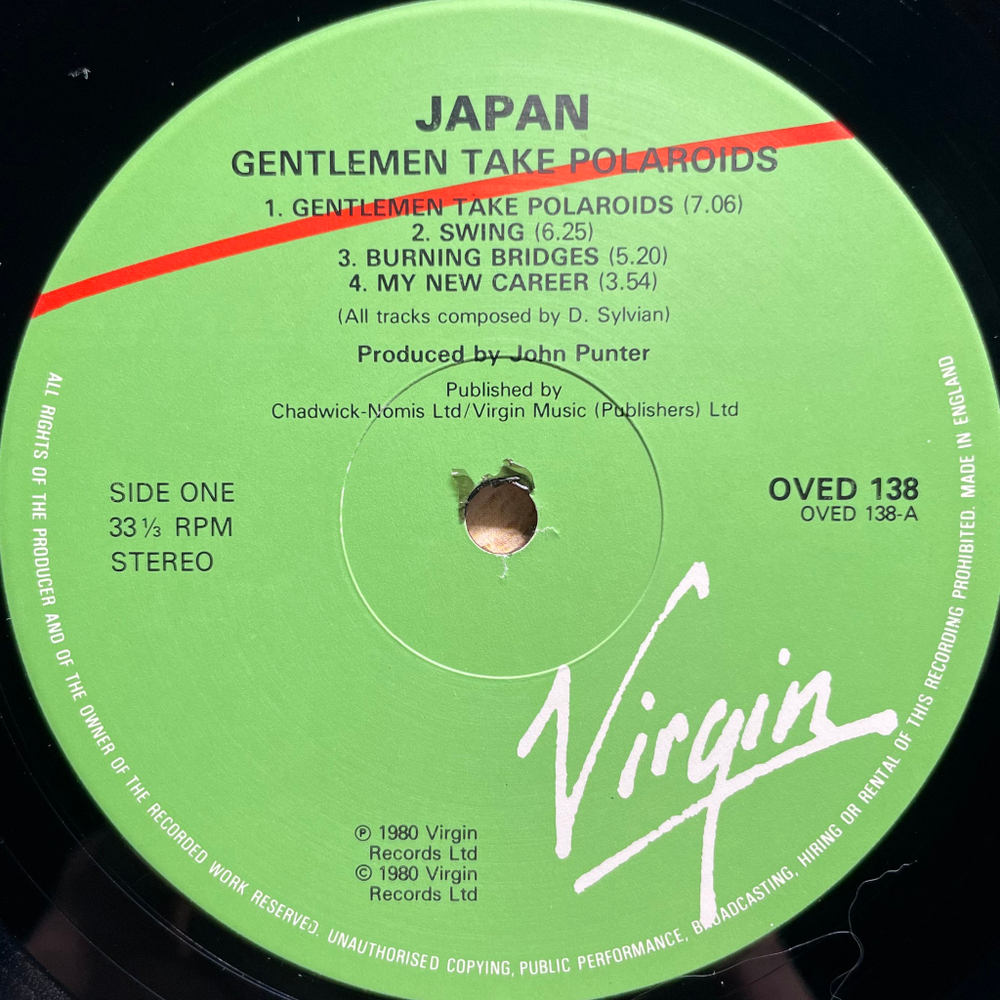 Japan ‎– Gentlemen Take Polaroids (Англия 1984г.)