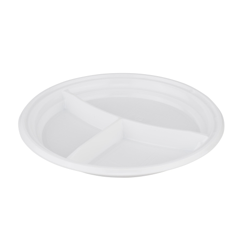 Тарелка столовая (Стирол) 3-х секционная Белая, d205, 1800шт/кор.