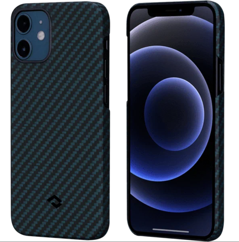 Чехол Pitaka MagEZ Case для iPhone 12 mini 5.4", черно-синий, кевлар (арамид) KI1208