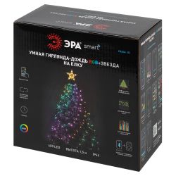 Светодиодная новогодняя гирлянда ЭРА ERASG -03 дождь умная со звездой на елку