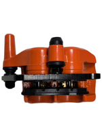 Суппорт тормозной калипер 2 поршня, 1 болт М10 оранжевый гидравлический для электровелосипеда