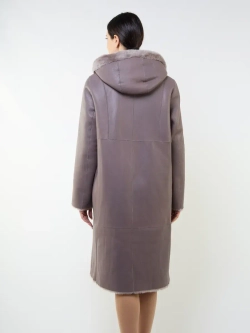 Дубленка зимняя двухсторонняя шуба с капюшоном