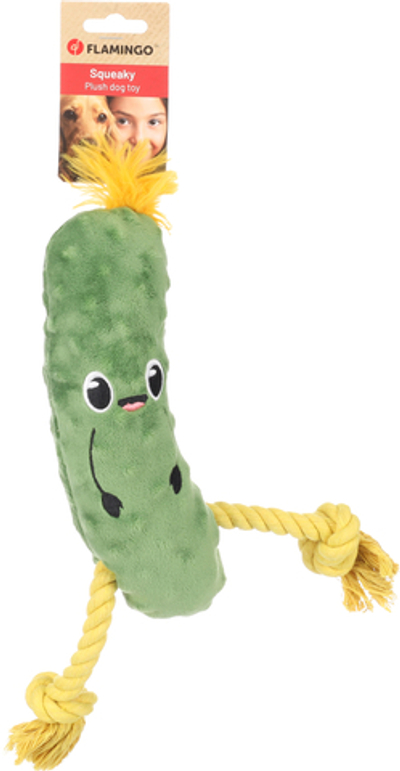 Игрушка для собак Огурец корнишон, 9 х 6,5 х 30 см, плюш, зелёный, Flamingo