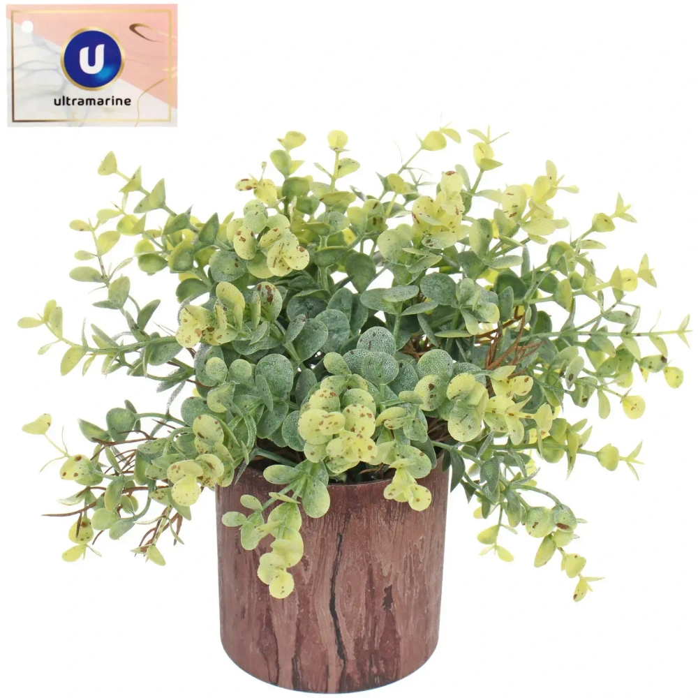 Цветок искусственный в горшке «Эвкалипт» 16см темная трава