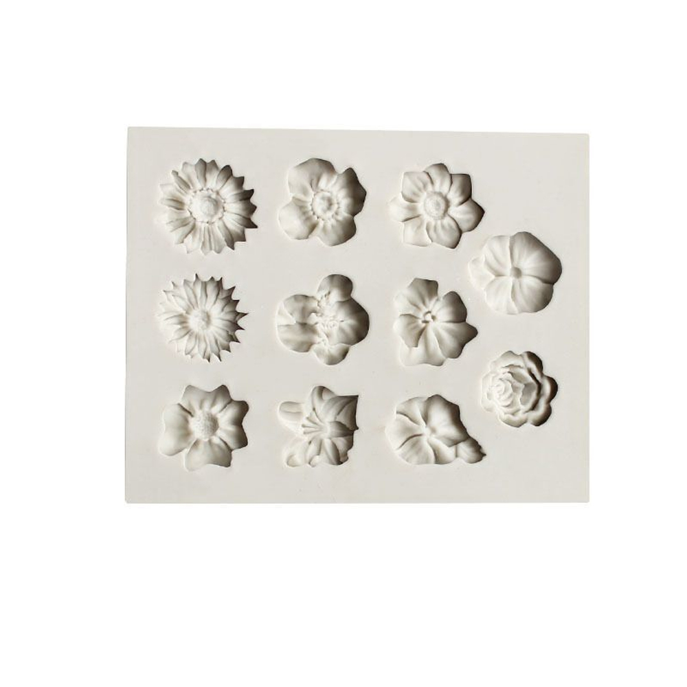 Молд силиконовый для лепки и творчества "Цветочки" 9 * 11 см