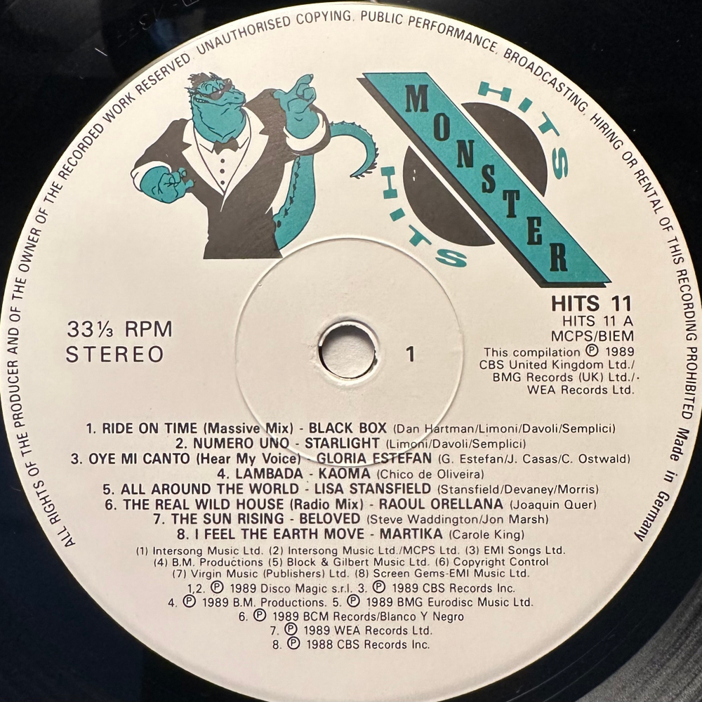 Сборник Monster Hits 2LP (Англия 1989г.)