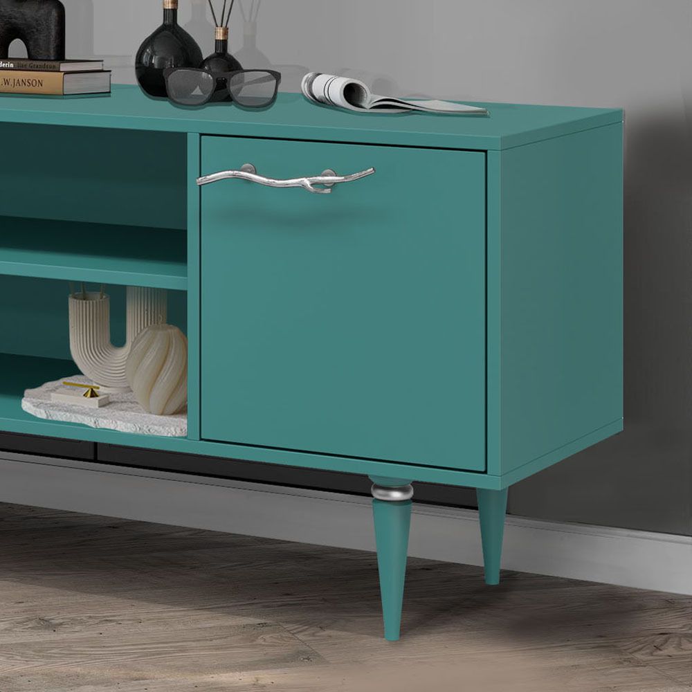 Тумба под ТВ Арт Колор matte 155см Классик Сильвер Пастельно-синий матовый