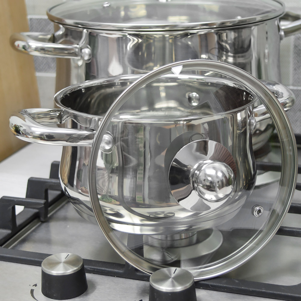 Набор кастрюль 4 предмета (1,9л, 2,6л, 3,6л, 6,1л) нерж, индукция Virgo "Swisgold"