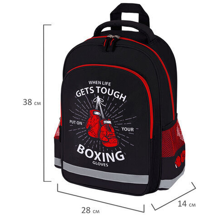 Рюкзак ПИФАГОР SCHOOL, 1 отделение, 3 кармана, "Boxing", 38x28х14 см, 272077