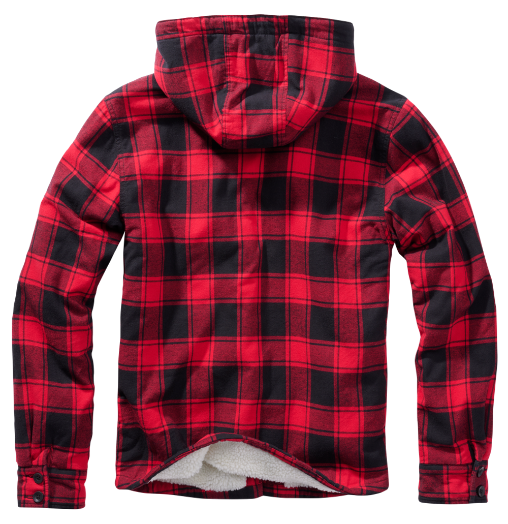 Brandit LUMBER JACKET HOODED red/black