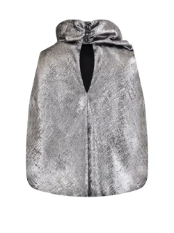 Шелковый топ с драпировкой на одном плече