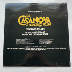 Винтажная виниловая пластинка LP Nino Rota Le Casanova De Federico Fellini, Музыка Из Кинофильма Казанова Федерико Феллини (Франция 1977)