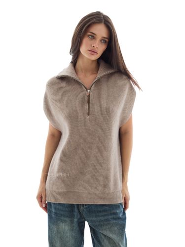 Вязаный жилет на молнии в цвете капучино