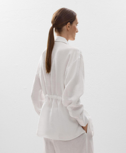 Oysho Длинная льняная рубашка, белый