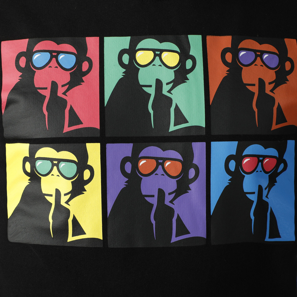 Мужская кофта теннисная Quiet Please Overruled Monkey Hoody Men - Black, Multicoloured