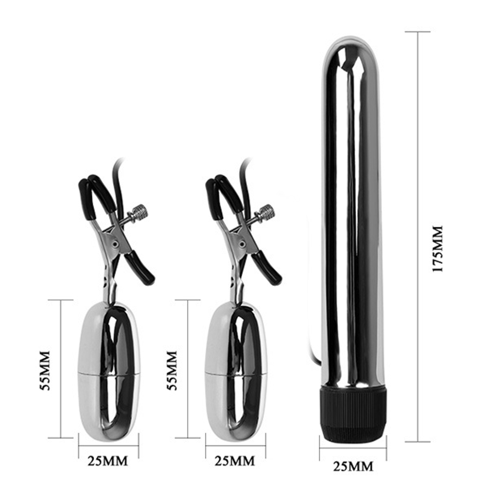 Набор из вибратора и вибростимуляторов для груди Baile BI-010046