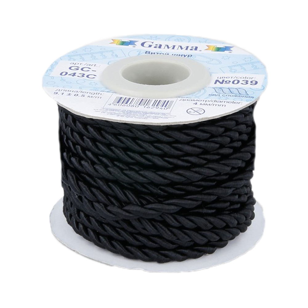 Шнур"Gamma" 4 мм GC-043C витой 9.1 м , цвет 039