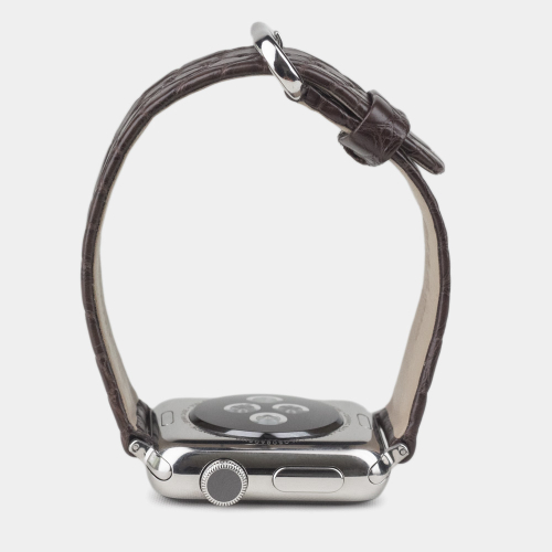 Ремешок для Apple Watch 40/41/42 mm из кожи аллигатора, темно-коричневого цвета