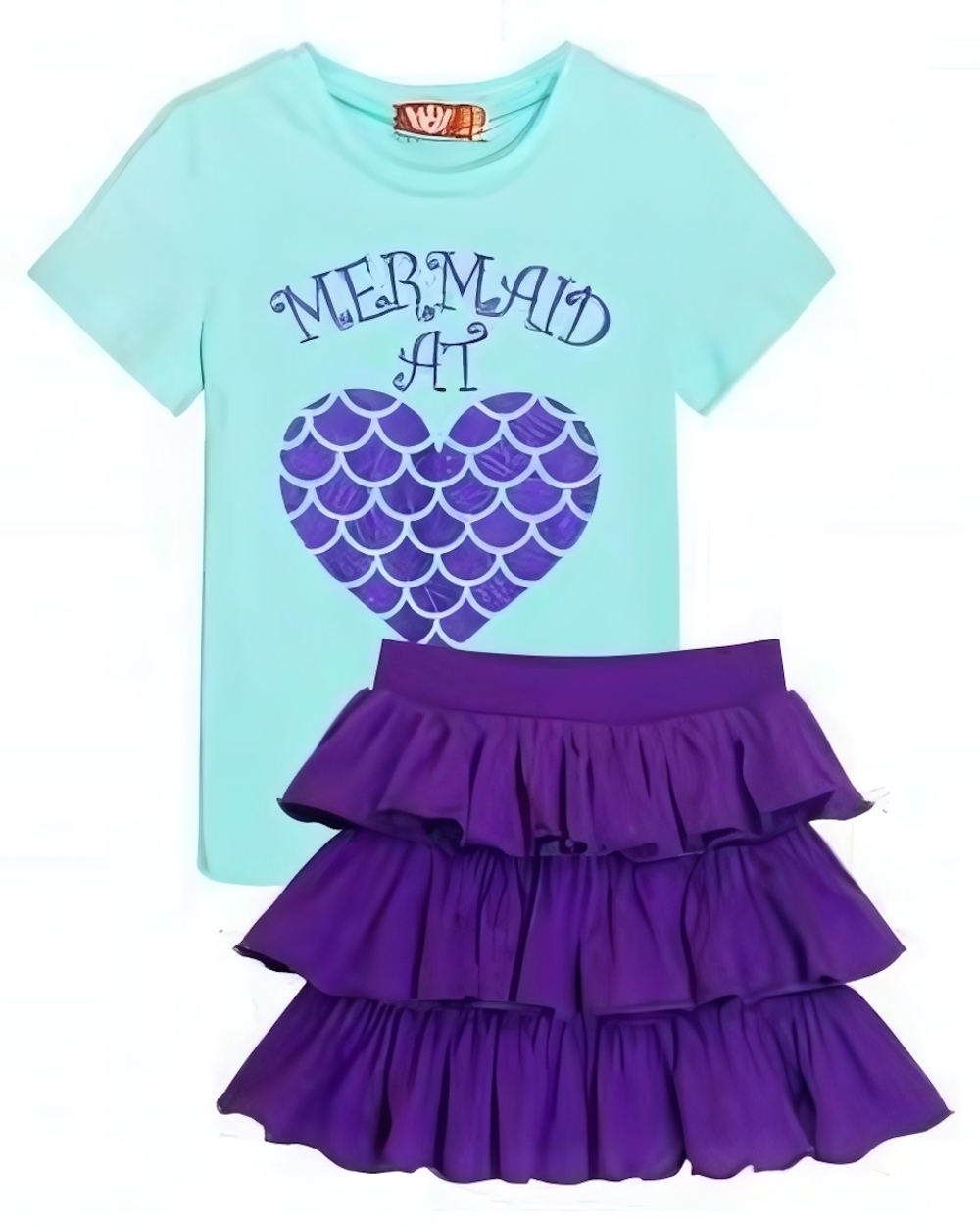 Комплект для девочки (футболка-юбка) р.92-52 мятный/фиолетовый, 1 шт.