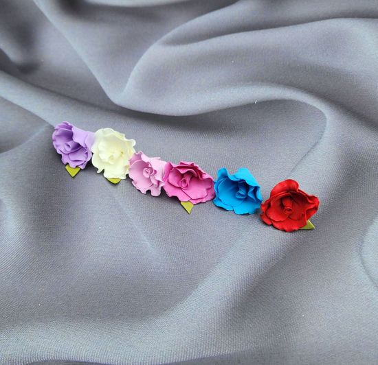 Цветы из латекса (фоамарина) бело-красный 4.5 см, набор 5 штук