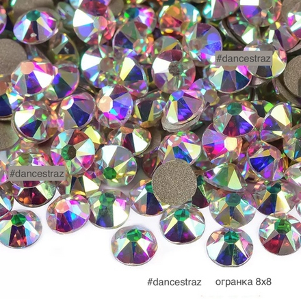 Стразы клеевые, Crystal AB 8*8, P31,SS16, 1440, (F2)