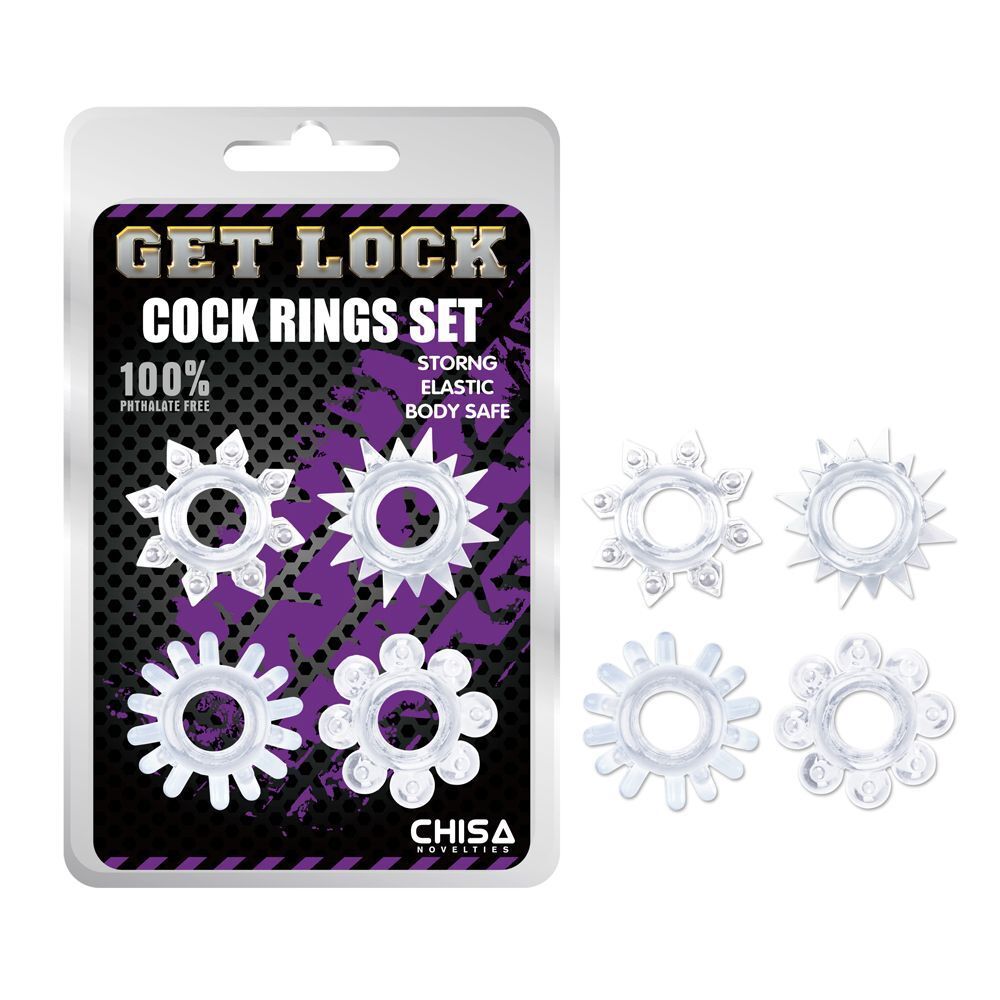 Набор из 4 прозрачных эрекционных колец Get Lock (Цвет: прозрачный)