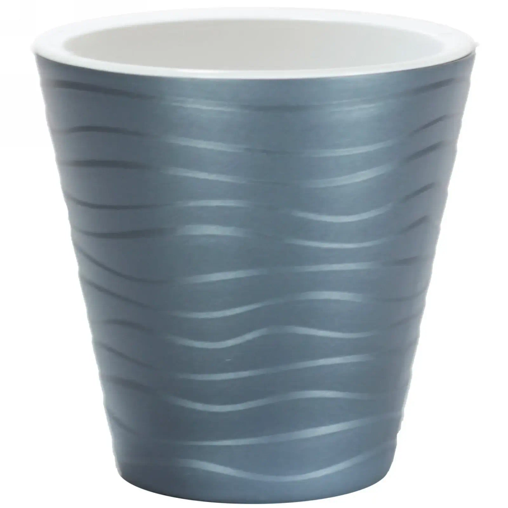 Кашпо для цветов пластиковое 2л d-15,5см «Валенсия» со вставкой антрацит