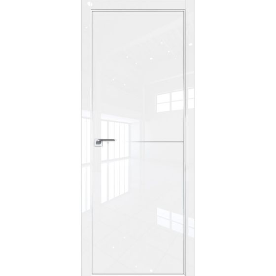 Межкомнатная дверь глянцевая Profil Doors 112LK белый люкс с алюминиевым молдингом