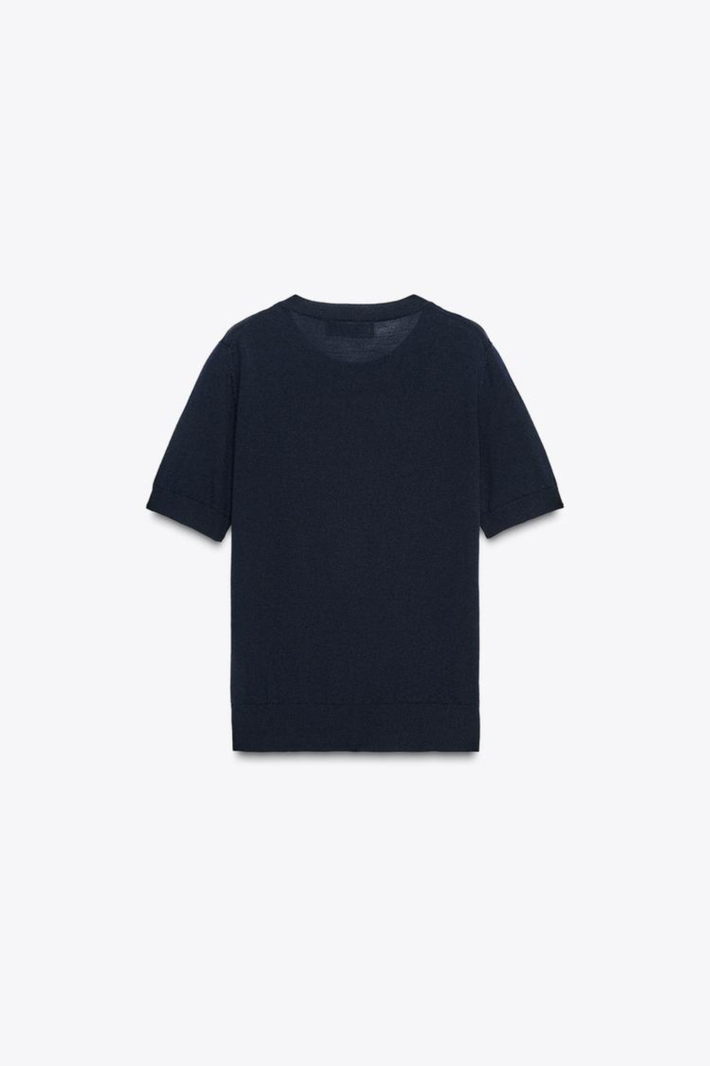 ZARA СВИТЕР ИЗ 100% ШЕРСТИ С КОРОТКИМИ РУКАВАМИ, МОРСКОЙ СИНИЙ