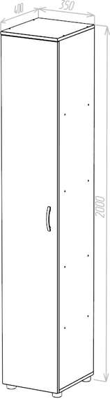 Стеллаж узкий закрытый Стандарт-Pro ясень шимо темный