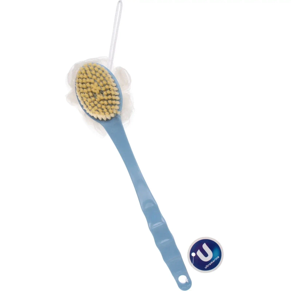 Мочалка массажная «PREMIUM - FARGO», на пластиковой ручке, цвет голубой, 35*10см (лейбл Ультрамарин)