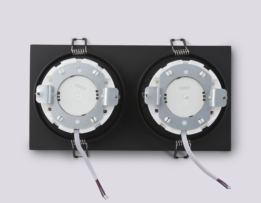 Светильник встраиваемый TN52344/2 SBK/GBK черный песок/черный глянец GX53 max 12W 220*115*25