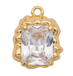 1612-пз Подвеска с прозрачным кристаллом 16*12мм, позолота