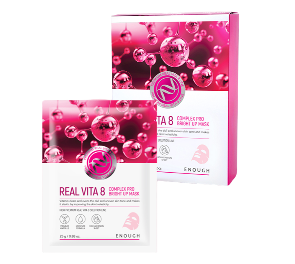 Маска тканевая для лица Enough Real Vita 8 Complex Pro Bright Up Mask Комплекс витаминов 25 г