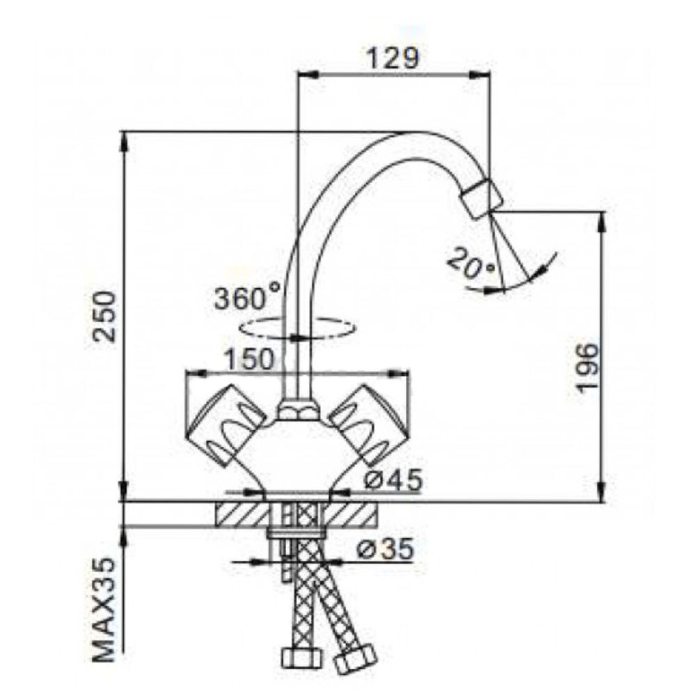 Смеситель для кухни, Frap, с кран-буксой, хром, F4109