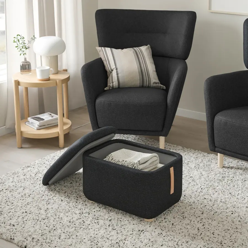Пуф с местом для хранения - IKEA OSKARSHAMN/ОСКАРСХАМН ИКЕА, 40х42х57 см, чёрный