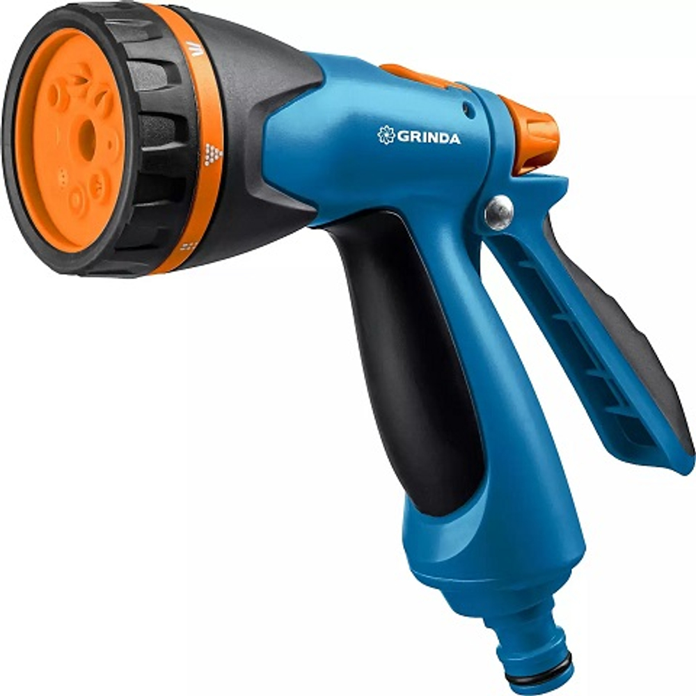 GRINDA B-8, 8 режимов, курок сзади, двухкомпонентный, поливочный пистолет