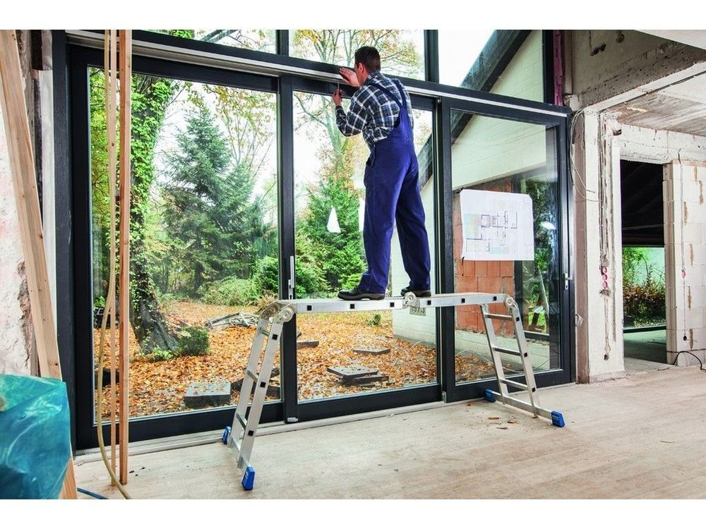 STABILO Шарнирная универсальная стремянка-трансформер, 4 х 4 пер. (123527)