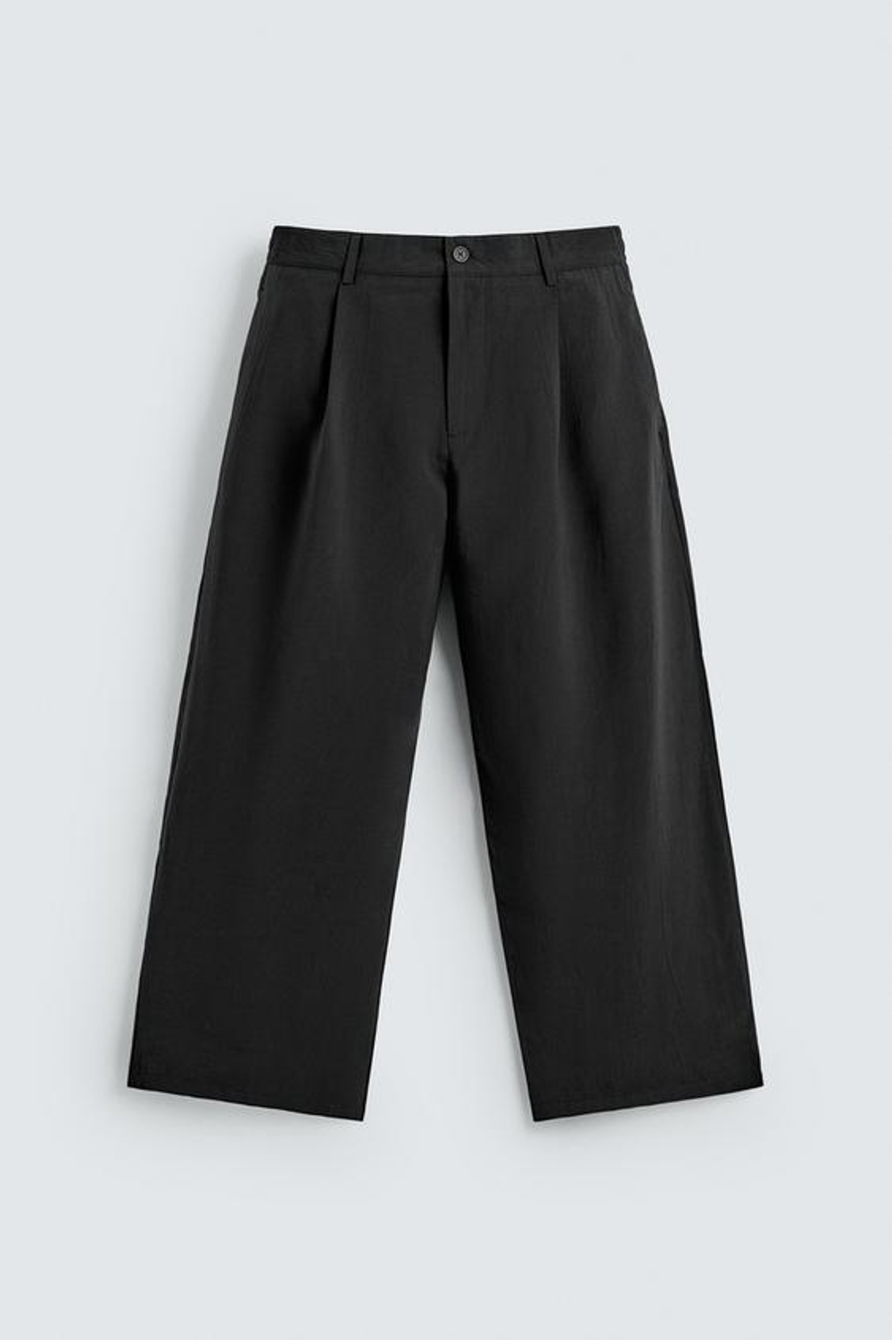 ZARA СТРУЯЩИЕСЯ БРЮКИ СО СКЛАДКАМИ, ЧЕРНЫЙ
