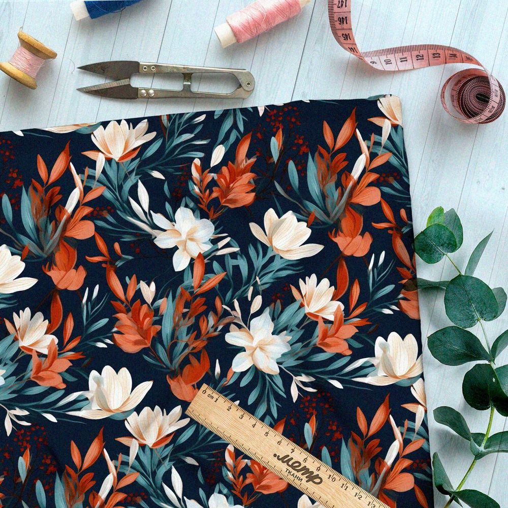 Ткань премиум флис ночной цветник